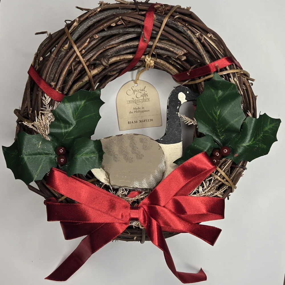 Cottagecore Goose Wreath with Red Accents Special Gifts By Crowning Touch